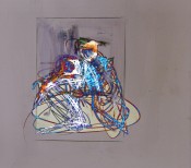 Drawing: Invisible Rooms - Confinement 2 Figures 1c Mixed Media on Paper + Digital invert & manipulation 28cm x 25cm Exercise: Trapped within 12.7cm x 17.8cm