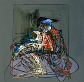 Drawing: Invisible Rooms - Confinement 2 Figures 1d Mixed Media on Paper + Digital invert & manipulation 28cm x 25cm Exercise: Trapped within 12.7cm x 17.8cm