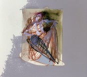 Drawing: Invisible Rooms - Confinement I Figure 2d Mixed Media on Paper + Digital invert & manipulation 28cm x 25cm Exercise: Trapped within 12.7cm x 17.8cm