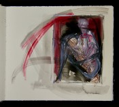 Drawing: Invisible Rooms - Confinement I Figure 3a Mixed Media on Paper  28cm x 25cm Exercise: Trapped within 12.7cm x 17.8cm
