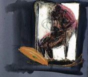 Drawing: Invisible Rooms - Confinement 2 Figures 5b Mixed Media on Paper + Digital invert & manipulation 28cm x 25cm Exercise: Trapped within 12.7cm x 17.8cm