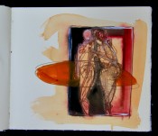Drawing: Invisible Rooms - Confinement 2 Figures 6a Mixed Media on Paper 28cm x 25cm Exercise: Trapped within 12.7cm x 17.8cm