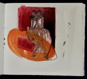 Drawing: Invisible Rooms - Confinement 2 Figures 7a Mixed Media on Paper 28cm x 25cm Exercise: Trapped within 12.7cm x 17.8cm